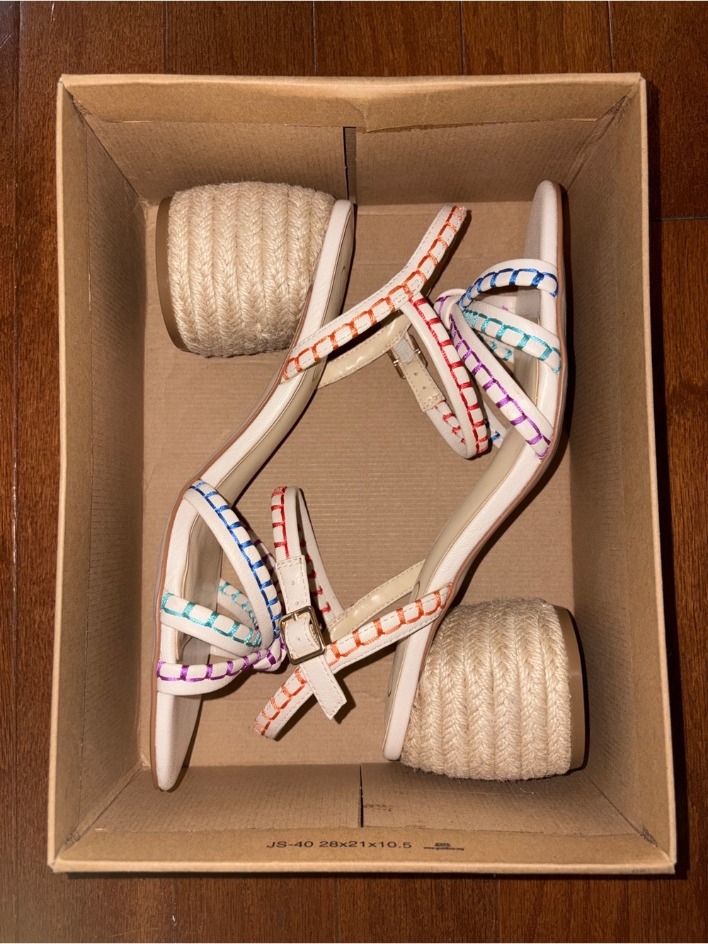Jessica Simpson Keisha Sandal Size 9 NWT Cream Multicolor Strap Block Heel - Picture 2 of 8